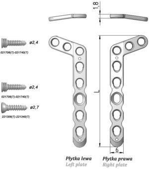 Płytka blokowana “L” ukośna, do nasady dalszej kości promieniowej (szeroka)
