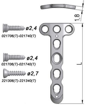 Płytka blokowana “T”, do nasady dalszej kości promieniowej